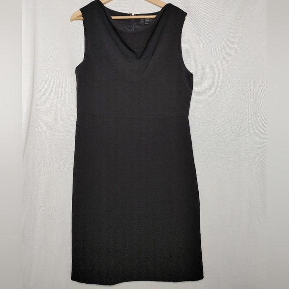 J. Crew Cowlneck Sheath Dress 365 Crepe Wool Sleeveless Black 14 Pencil Dress - Picture 2 of 11